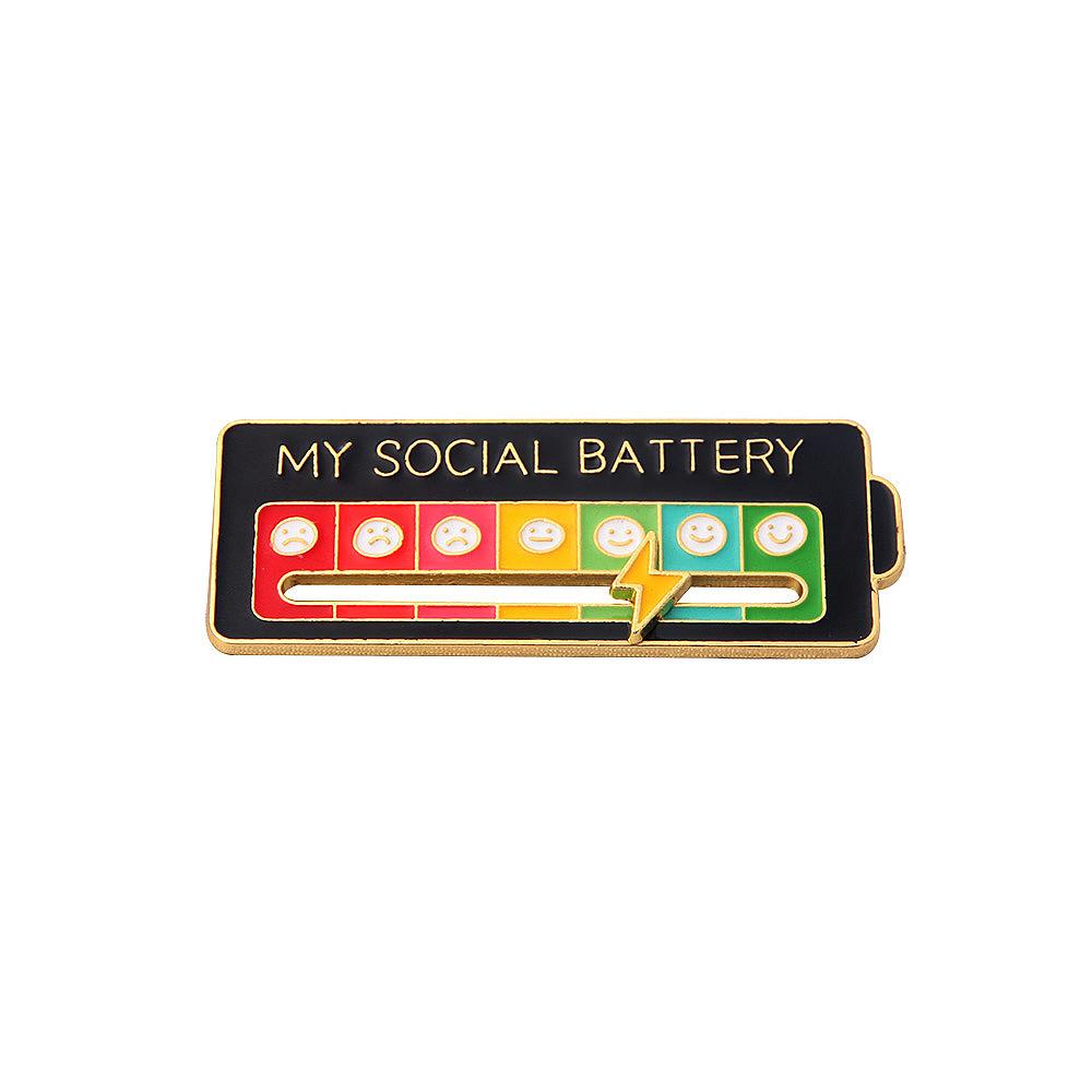 

Эмалевые значки My Social Battery Emotions для женщин и мужчин, трекер настроения, металлические броши, значки, модные украшения для вечеринок, аксессуары, подарок чёрный