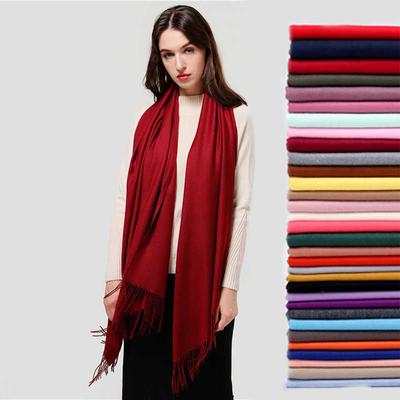 Bufanda Lisa para mujer, sensación de Cachemira, chales Pashmina, Hijab con borlas, envolturas para la cabeza para mujer, bufandas finas de primavera e invierno, Foulard Bufanda
