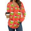 Women's Fashion Hoodies V Neck Long Sleeve Christmas Printed Drawstring Casual Loose Pullover Tops