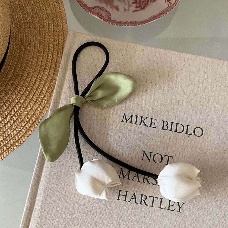 Nieuwe Zoete Bloem Olifant Roze Tulp Haar Touw voor Vrouwen Mode Strik Bloem Kwasten Haarband Accessoires Cadeaus