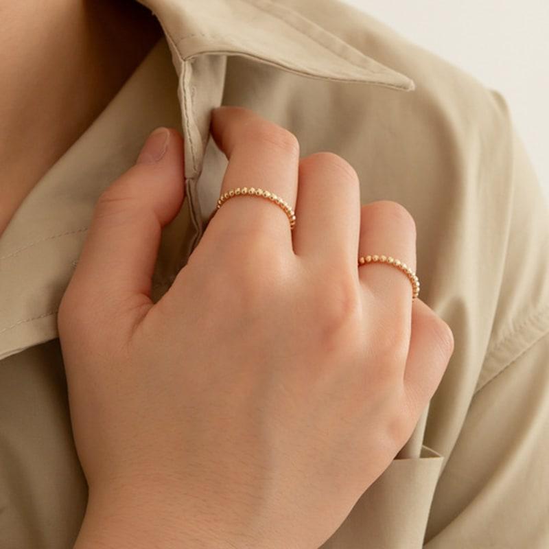 LUNNE 14k 2mm Bubble Ball Line Ring (14k Gold) #LFR08