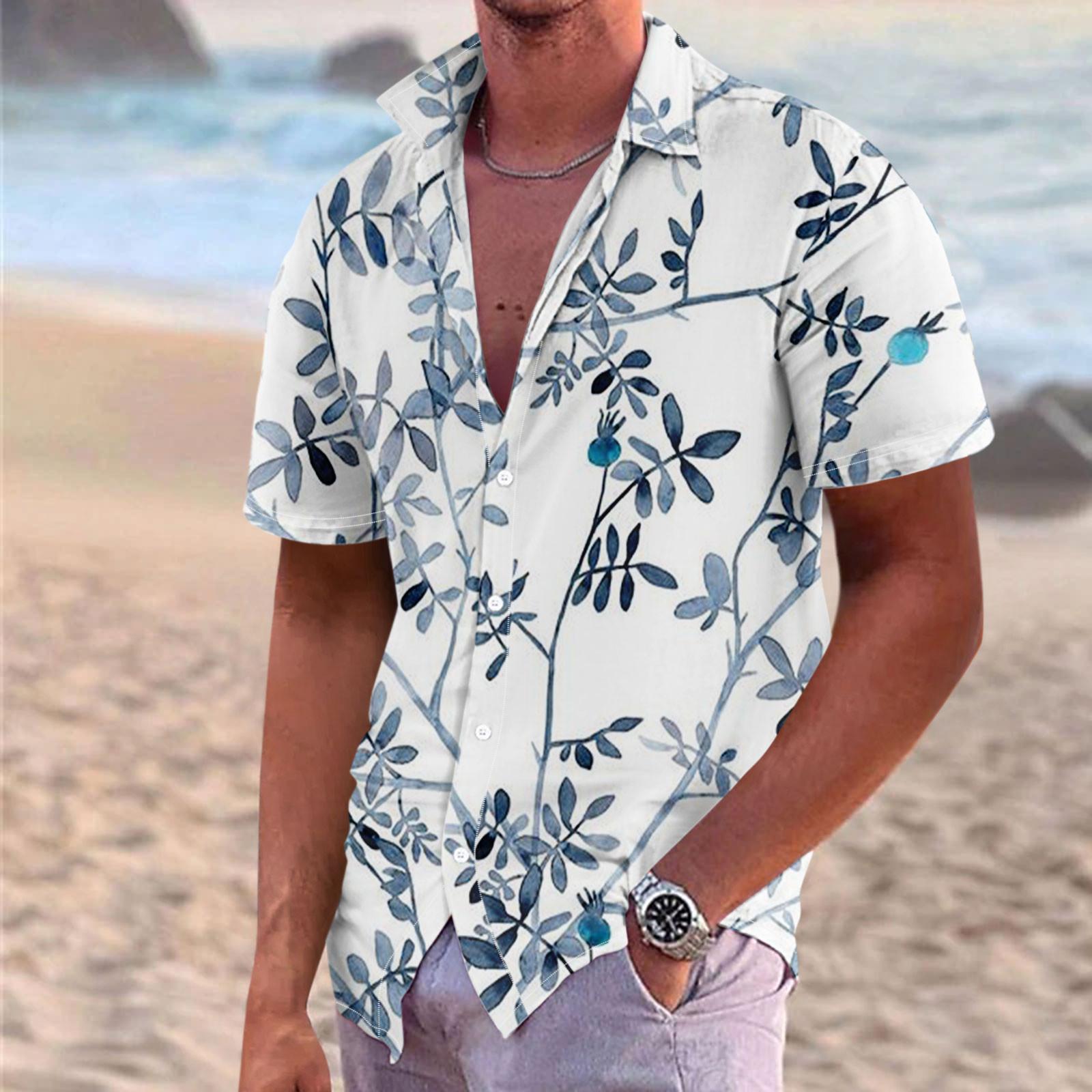 

Мужская повседневная свободная рубашка с короткими рукавами, модная рубашка с лацканами, топ XL белый