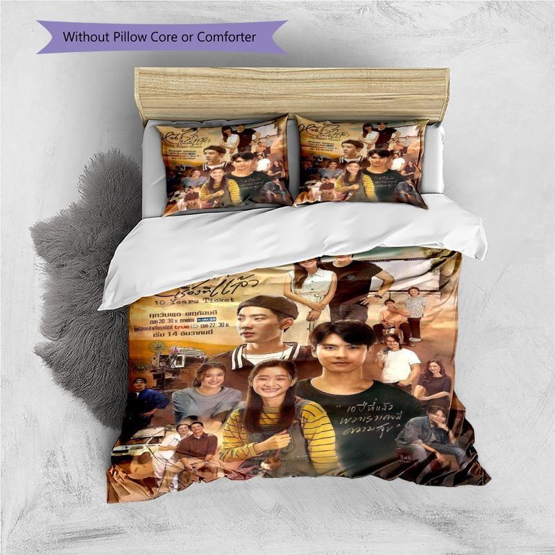 Thai Drama Movie Character Poster Print 3‑Pieces Duvet Cover Set Pop Culture Bedding Bedroom Home Decor Without Pillow Core Comforter