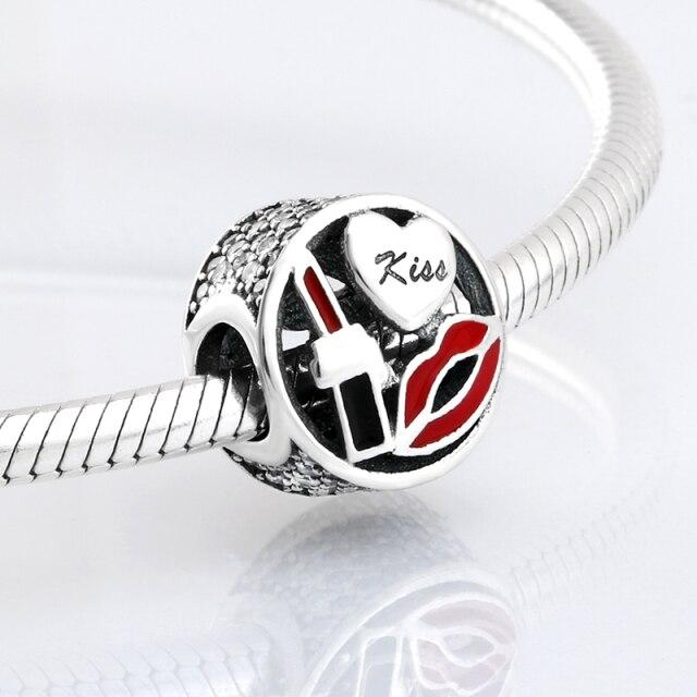 Voguish Stylish Sterling Color Dramatic White Enamel Heart Golden Beads Fit Original Charm Wrist Bracelet Jewelry MakingFashion Charm