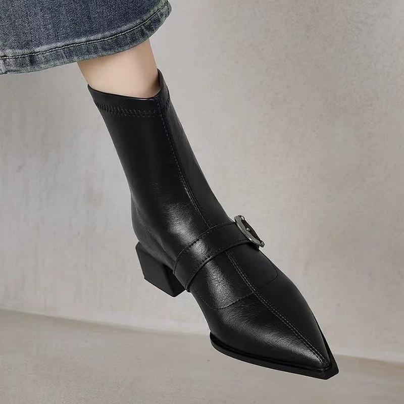 Ankle Boots for Women Pointed Toe Luxury Heeled Shoes Winter Dress Designer 2025 New Elegant Short Botas De Muje Zapatos