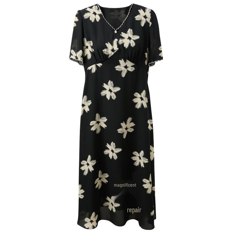 Sancai Plus Size V-Neck Floral A-Line Summer Dress M
