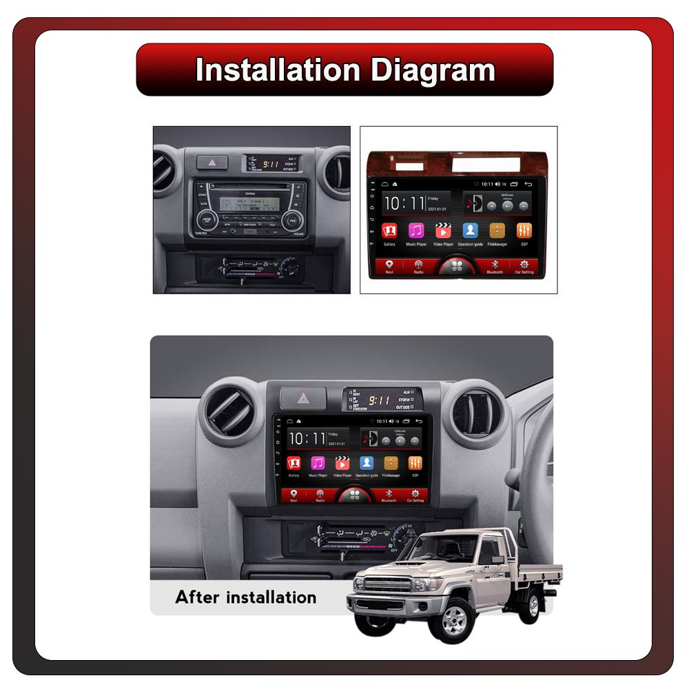 2Din Android Car-Play Car Radio,Toyota Land Cruiser LC 70 Series 2007-2020,Multimedia Player Head Unit Stereo GPS Navigation BT WIFI,1+16GB