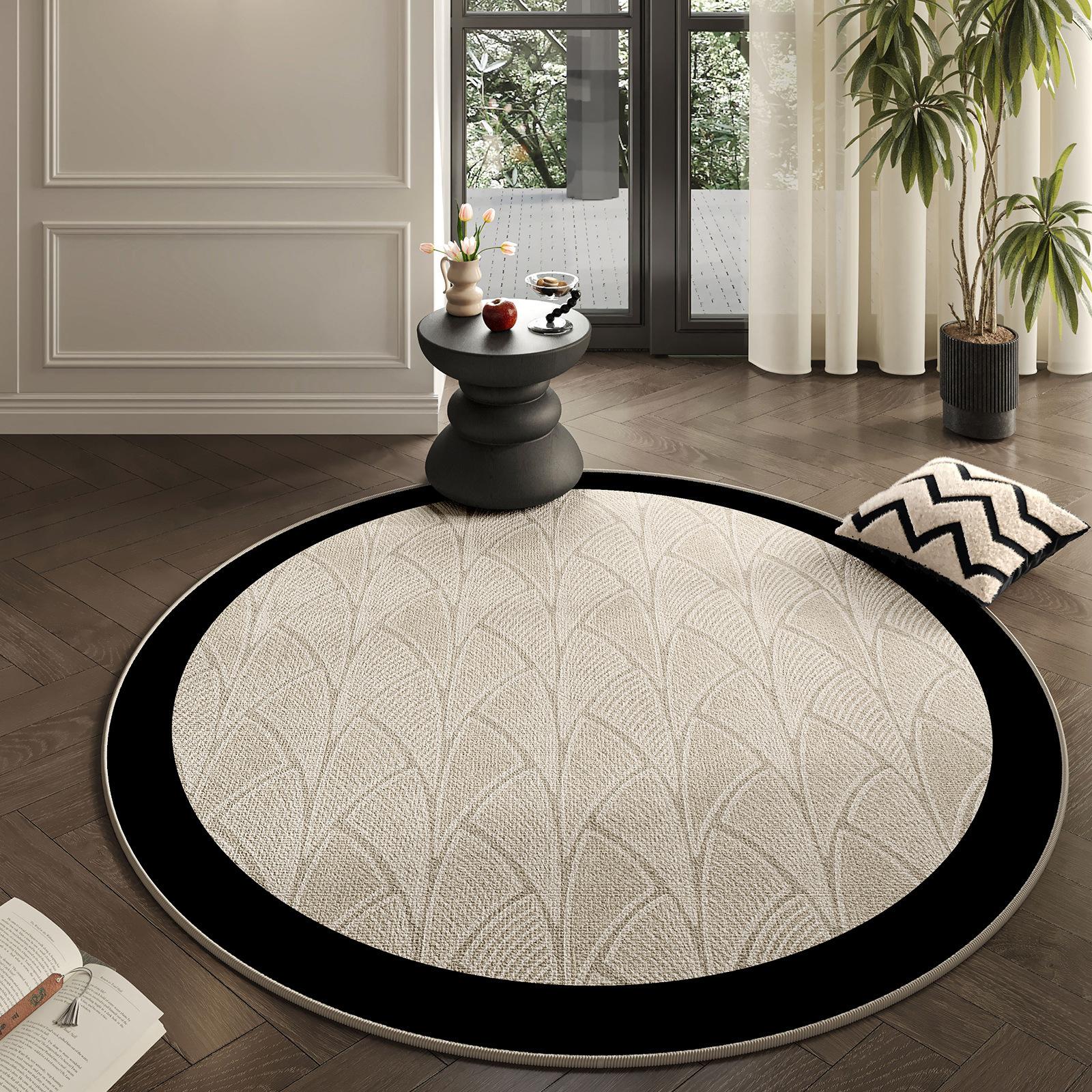 

Contemporary Round Rug with Geometric Leaf Pattern – Stylish Home Decor for Living Room 60cm