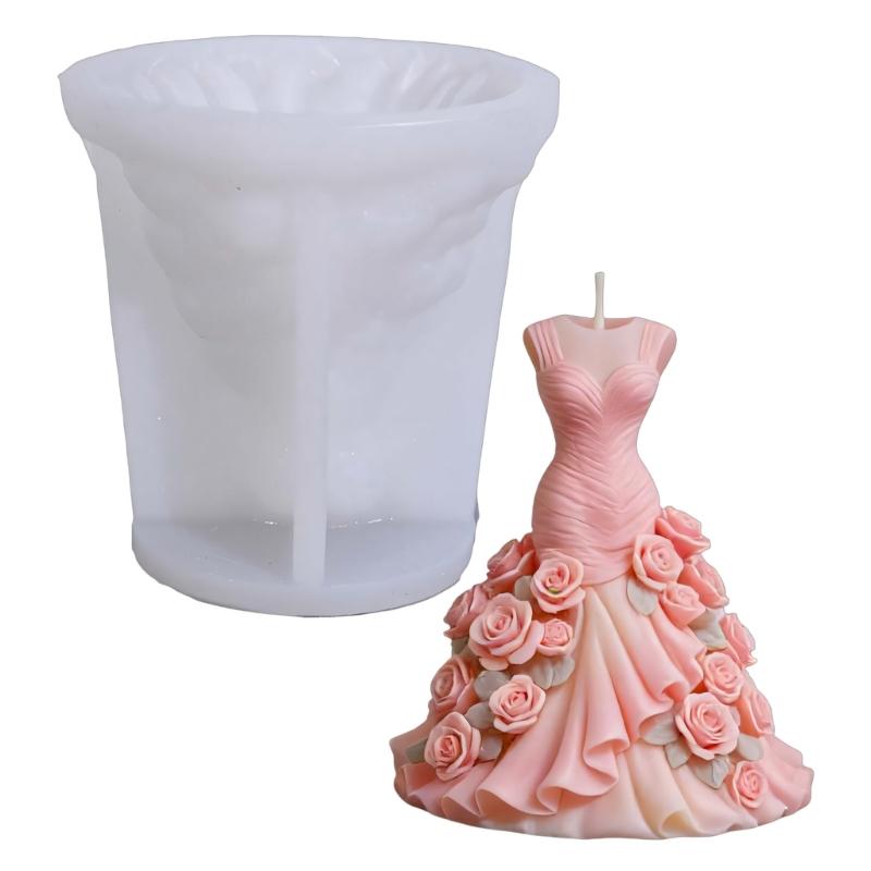 Sturdy Silicone Candle Making Mould Featuring Flower Skirt Pattern For Home Crafting 1