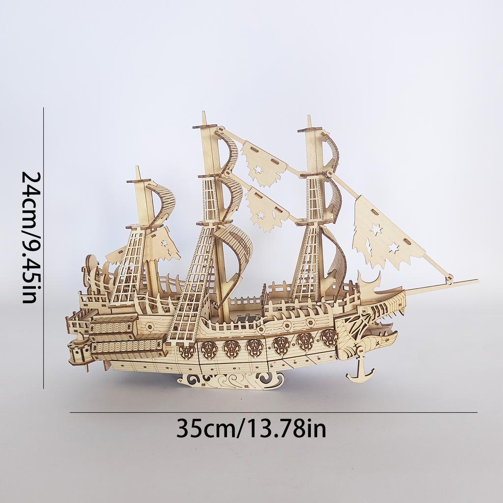 Diy Wooden Puzzle Ship: The Dutchman 3D Handcrafted Model The Perfect Gift Choice For Birthdays, Halloween, And Christmas