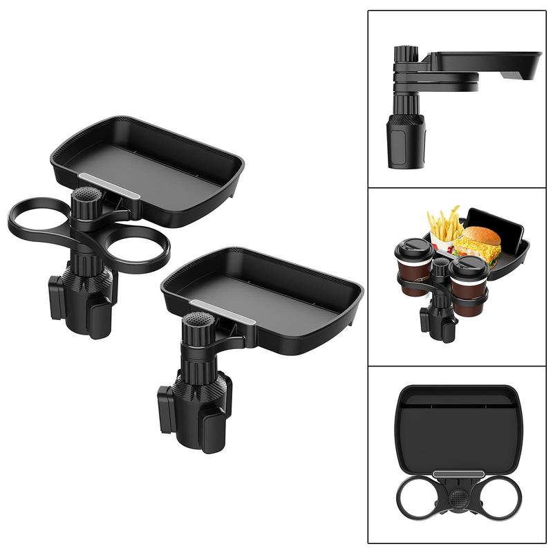 Car Cup Holder Expander with Food Tray Adjustable Stable for Drink Placement