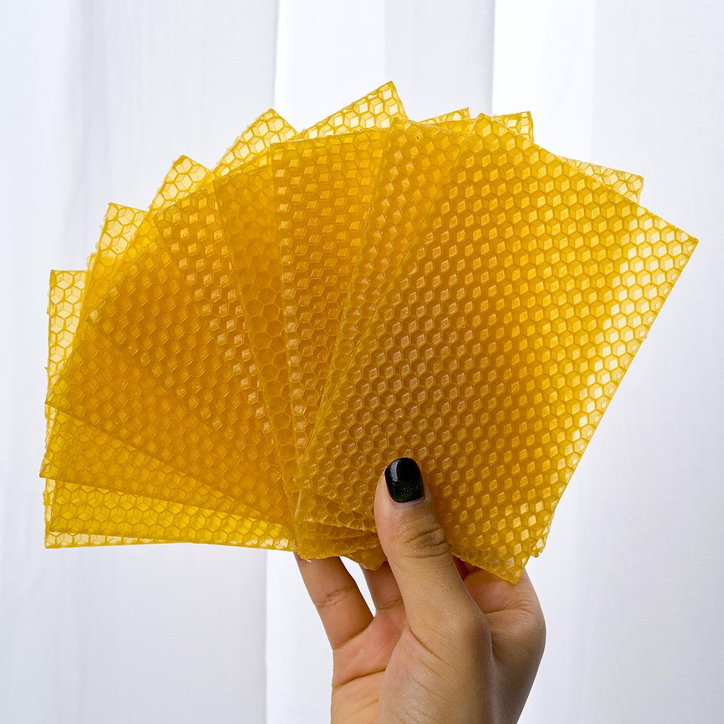 10PCS Beeswax Flakes DIY Candle Handrolled Honeycomb Design Candles Smokeless Wax Candle for Party Dating Home Dinner Table Deco