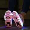 Vibrant Kids Double Wheels Light Up Roller Skates Shoes In Sporty Sneaker Style