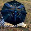 1PC Dragonfly Glitter Automatic Open/Close Umbrella with Windproof, 8-Rib Sturdy Canopy, Durable Ribs, Fashionable Design, Outdoor Accessory, Fun Prin