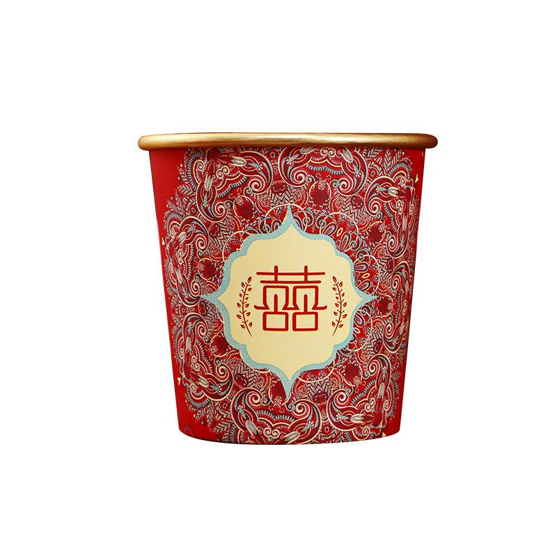 Gold Foil Disposable Wedding Cups - Thickened Red Tea Ceremony & Celebration Cups