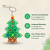Handmade Beaded Christmas Tree Keychain, Faux Crystal Xmas Pendant, Festive Bead Keychain Craft 3D Holiday Key Ring Charm Accessory for Home