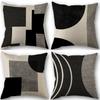 1/4Pcs Abstract Geometric Throw Pillow Covers 45X45Cm Modern Boho Black And White Decorative Cushion Cases Home Decor