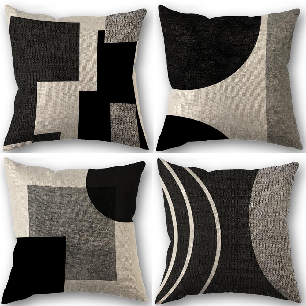 1/4Pcs Abstract Geometric Throw Pillow Covers 45X45Cm Modern Boho Black And White Decorative Cushion Cases Home Decor