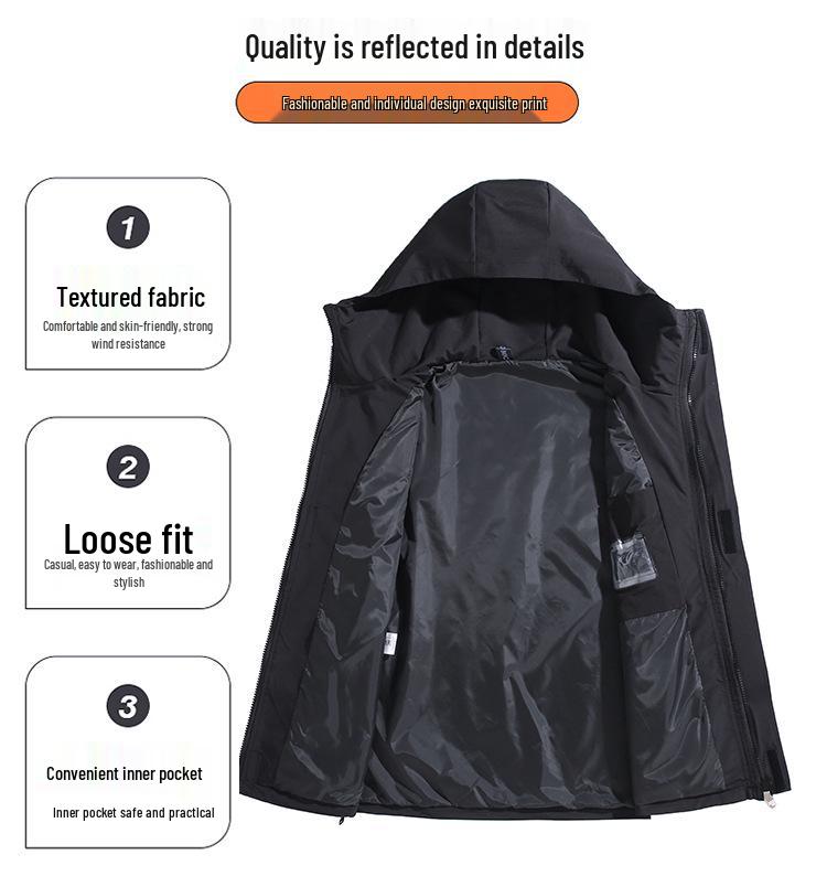 Trendy Plus-Size Men's Waterproof Windbreaker - American-Style, Autumn Outdoor Loose-Fit Jacket, Windproof, Perfect for Mountaineering