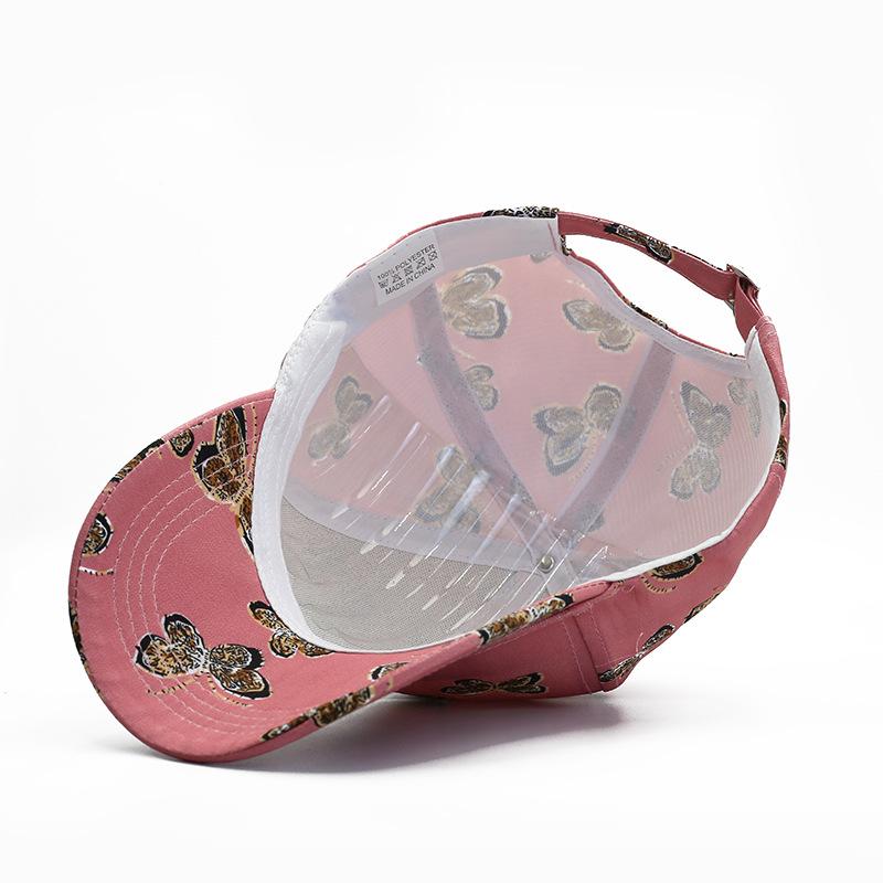 Spring and summer outdoor leisure sunshade baseball cap fashionable women butterfly print cap