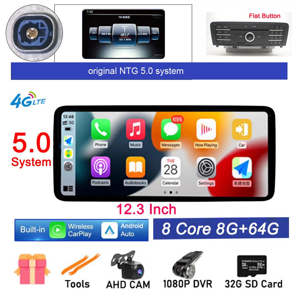 New 12.3" Android 14 For Mercedes Benz A Class W176 X117 X156 W463 2015-2018 Car Radio Stereo GPS Navigation Video 4G Lte