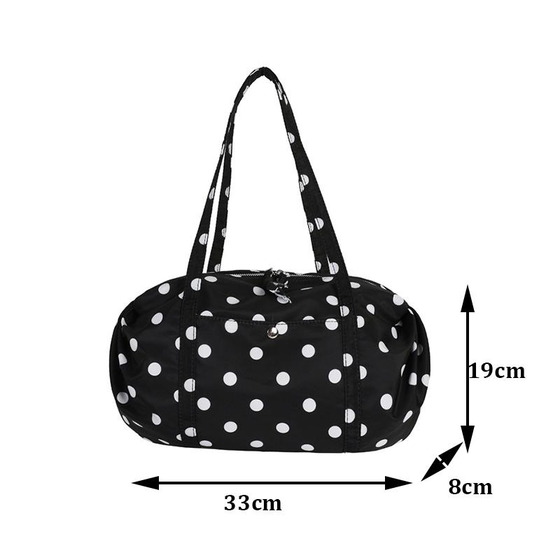Yogodlns Simple Polka Dot Tote Bag Lightweight Nylon Handbag Women Casual Commute Shoulder Bag Large Capacity Sports Foldable Storage Bag