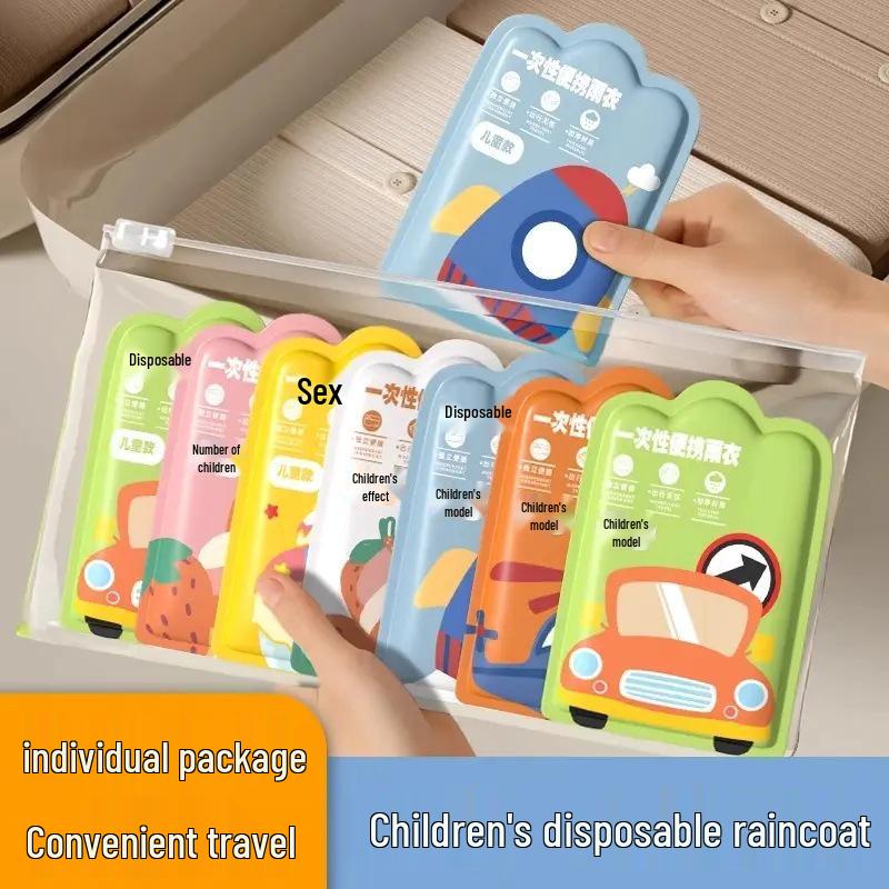 Children s Full-Body Transparent Disposable Rain Poncho 4 Pack Mixed Children s Disposable Ponchos