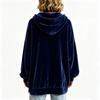 Women's Color Hooded Velvet Sweatshirt Long Sleeve Casual Pullover Top