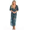 2023 European & American Sexy Lace Deep V Women’s Bodysuit with Side Opening and Long Robe