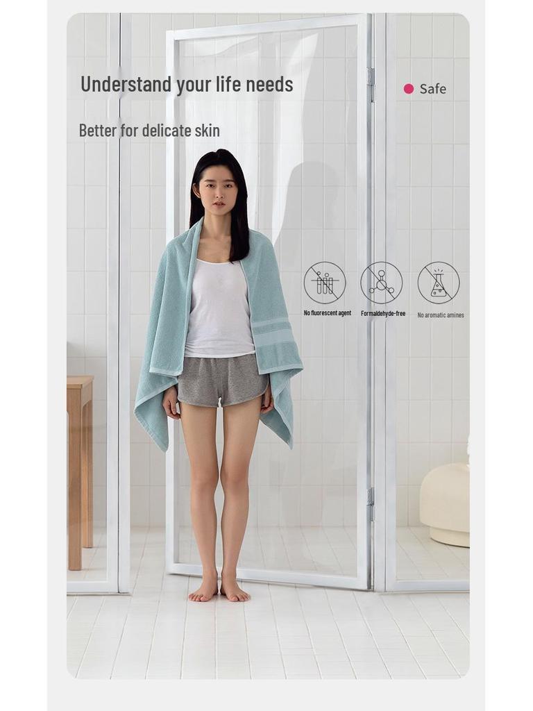 Jie Liya 430g Pure Cotton Antibacterial Bath Towel - Absorbent, Thickened, Suitable for Adults and Children.