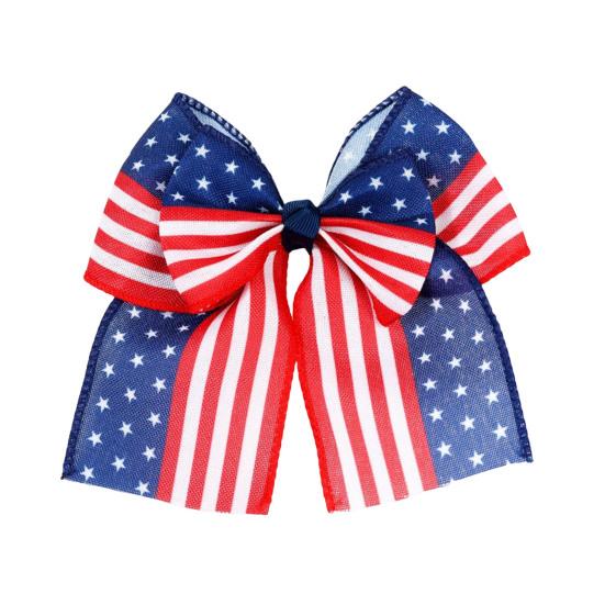 Patriotic Double-Layer Bow Hair Clip American Flag Patriotic Bows Independence Day B