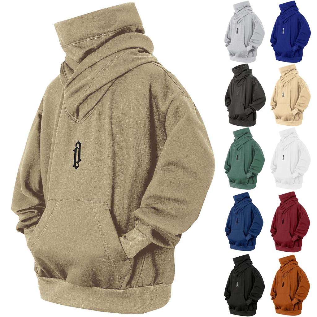Herrenmode Einfarbig Langärmliger Kapuzenpullover mit Taschen Lässiges Erwachsenen-Sweatshirt-Oberteil