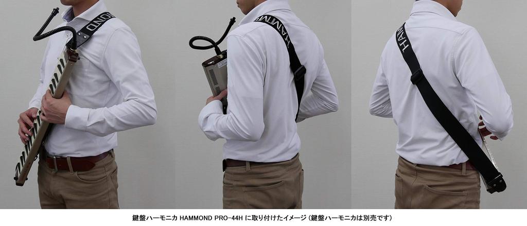 HAMMOND KSH-1 Shoulder Strap for Melodica with Strap Pin, Black (with Embroidered Logo)