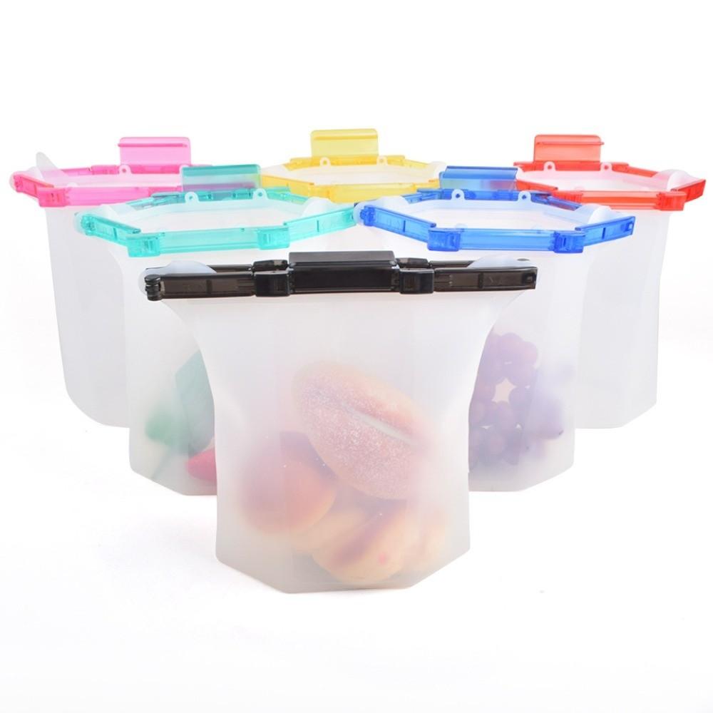 1000ml Fresh-keeping Bag Double Lock Food-grade Silicone Freezer Seal Bags Leakproof Reusable Food Storage Bag Fruit