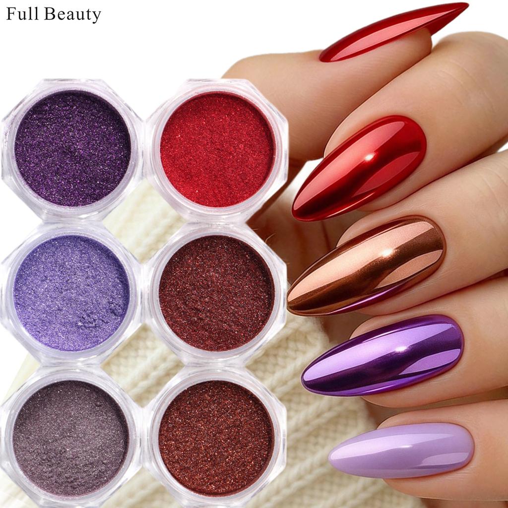 Hexagonal Bottled Magic Mirror Powder Set Mirror Effect Nail Glitter Decorative Fine Powder