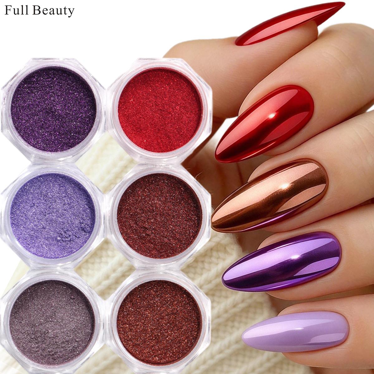

Hexagonal Bottled Magic Mirror Powder Set Mirror Effect Nail Glitter Decorative Fine Powder