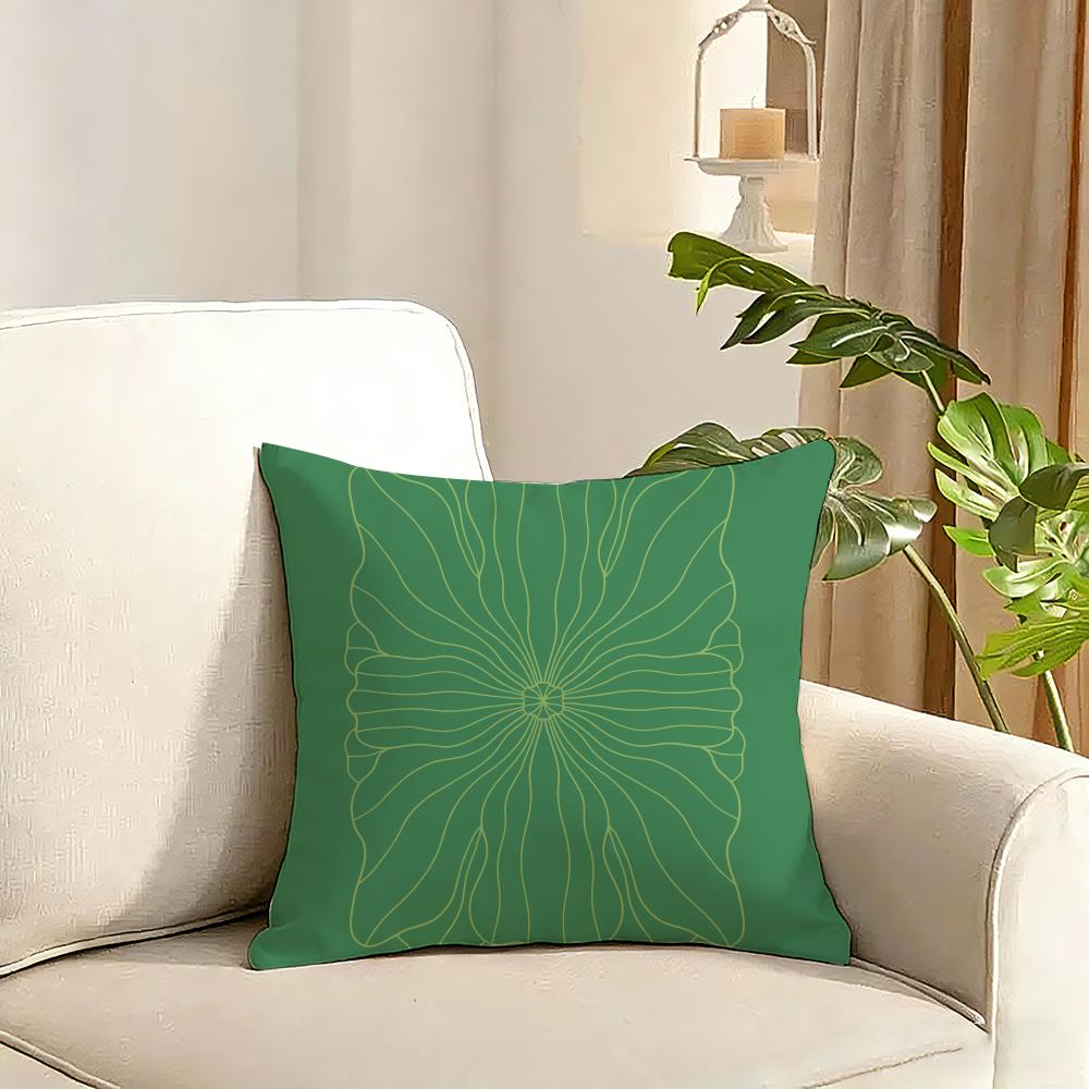 Bohemia Green Cushion Cover Reversible Plush Pillow Cover Soft Fluffy Home Decor for Sofa Bedroom