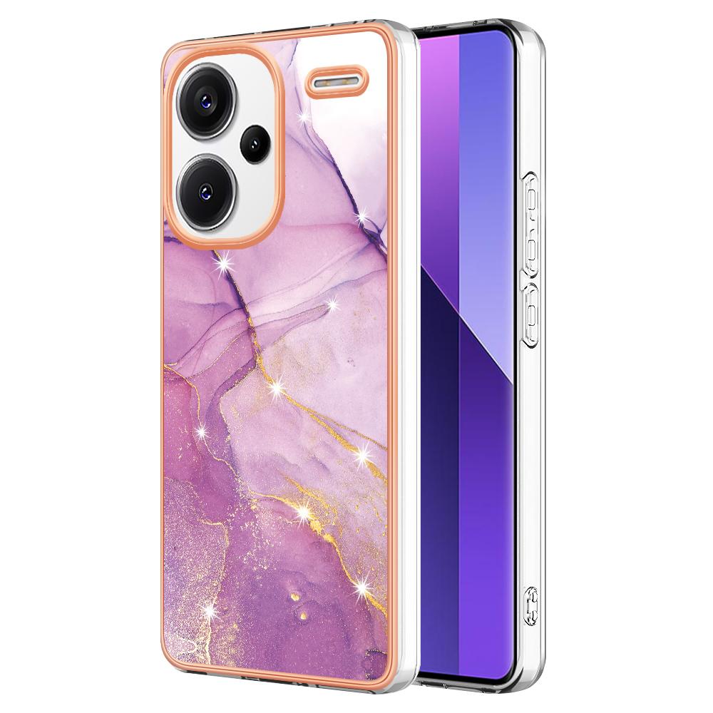 For Xiaomi Redmi Note 13 Pro+ 5G TPU Case with IMD Marble Pattern Electroplated Back Cover