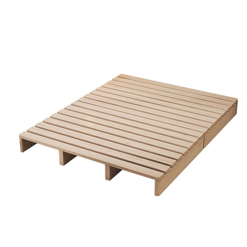 Japanese Tatami Solid Wood Moisture-Proof Low Bed with Slat Base - No Headboard, Double Floor-Standing Simple Platform Design.