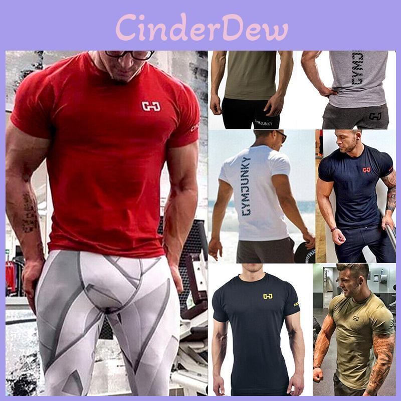Luxurious Men Gym Bodybuilding Tank Top Muscle Short Sleeve Casual Tee Shirt