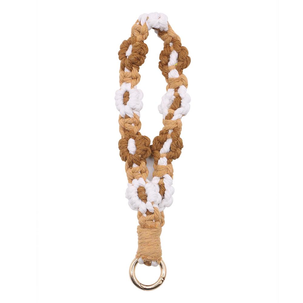 

Сплетенный вручную брелок для ключей и телефона в виде хризантемы 18.5*2.5cm коричневый