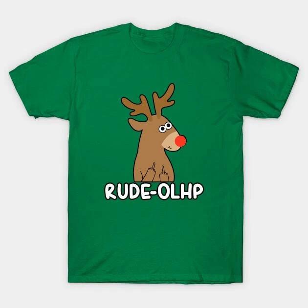 Rude-Olph - Funny Rude Christmas Pun Made in Australia T-Shirt L