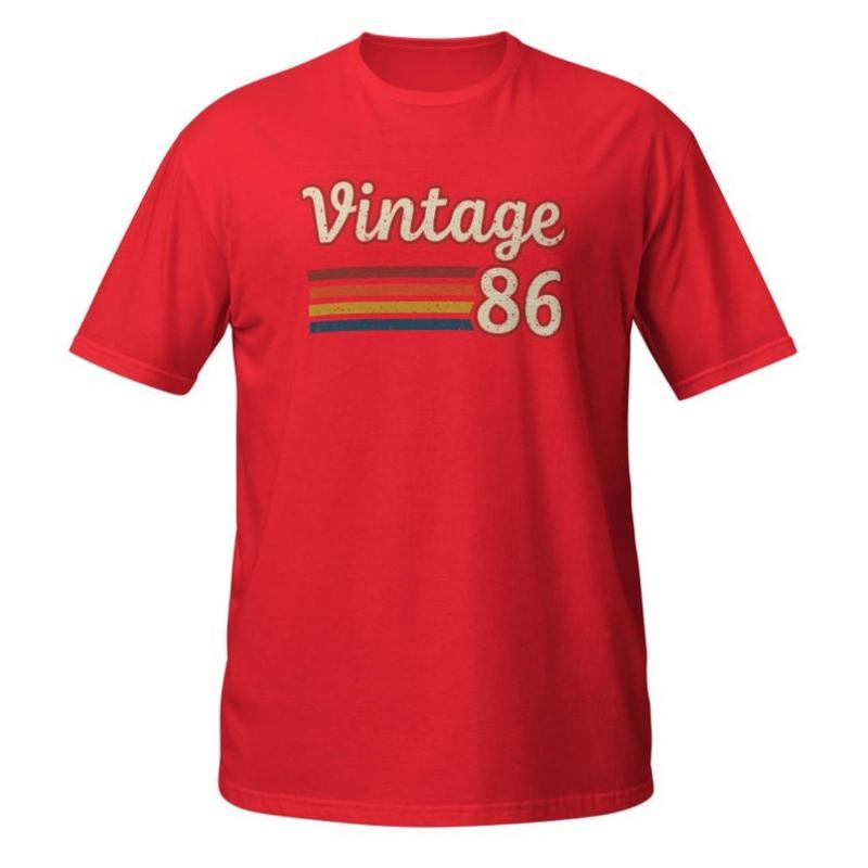 1986 Vintage 40th Birthday Printed TShirt Tops Softstyle Cotton Gift Retro Style Unisex Adult Tee Fashion Regular Short Sleeve