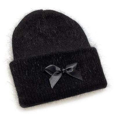 OTHER-worldly Big Ribbon Angora Beanie [Black]