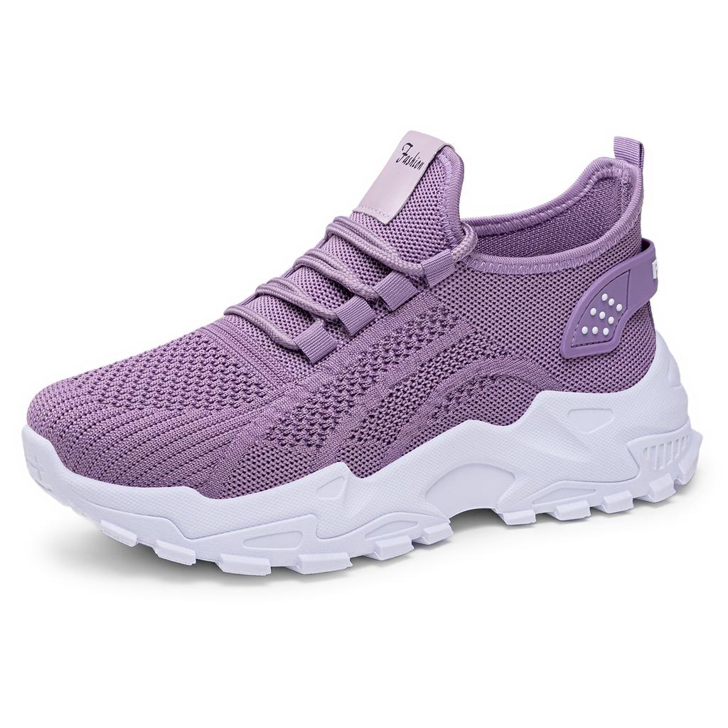 Women's shoes new large size sneakers flying woven breathable single shoes light and comfortable mesh shoes light mouth shoes women's 43
