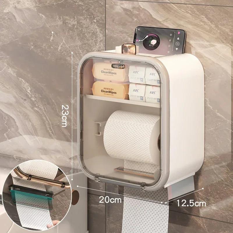 

Держатель для туалетной бумаги, держатель для салфеток, настенный держатель для телефона, водонепроницаемый, неперфорированный держатель для хранения в ванной комнате белый