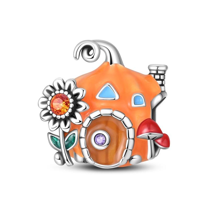 Copper Golden Autumn Series Charms Beads Scarecrow Pumpkin Maple Leaf Charms For Women Fine Diy Jewelry