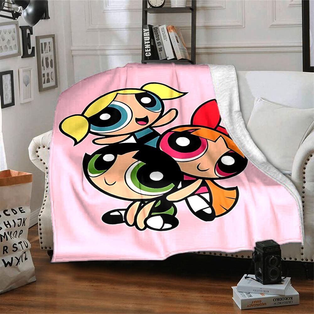1pc Powerpuff Girls Flannel Throw Blanket Lightweight Soft Warm All Season Blanket for Sofa, Bed, Travel,L1028122