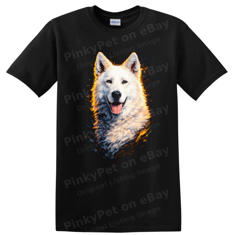 White Dog Portrait T Shirt Cute Animal Art Dog Lover Gift Tee