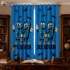 Set Of 2 Blue Cartoon Number Print Perforated Curtains Multi Size Living Room Insulation Holiday Decoration Blackout Made Polyester Area Window